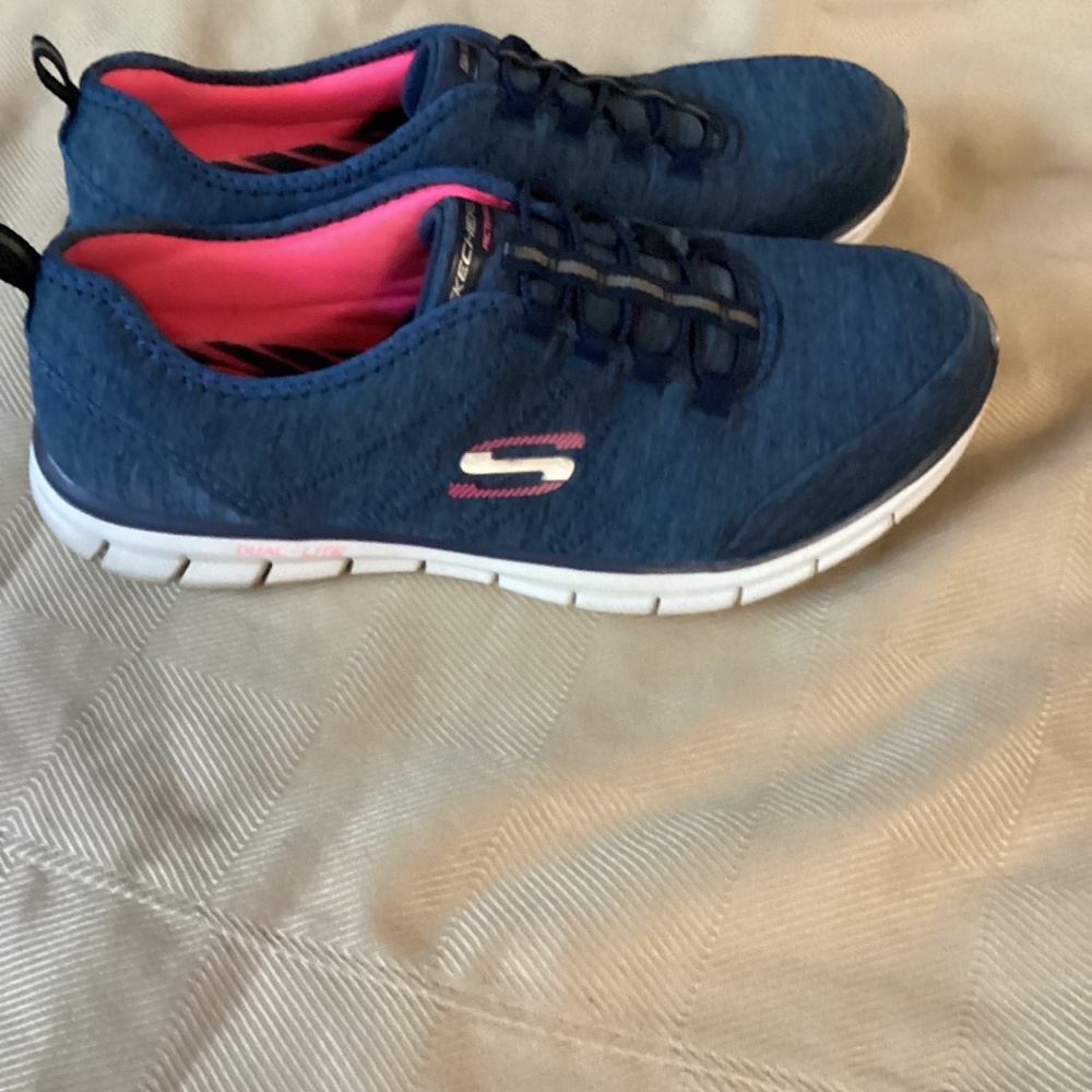 Skechers Womens Glider 22708 Blue Casual Shoes Slip-on Sneakers Size 9